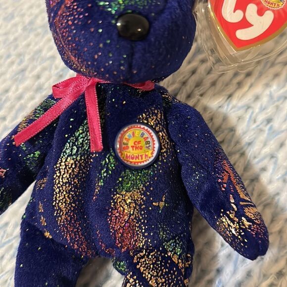ty Comet Rare Beanie Baby of the Month Galaxy Glitter Purple Teddy November 2003 - Picture 3 of 8
